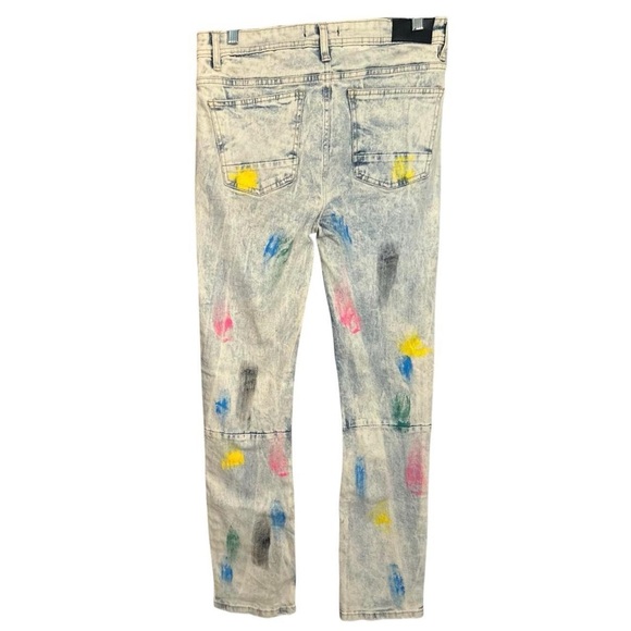 Encrypted Distressed/Painted Slim Straight Jeans - Picture 8 of 8